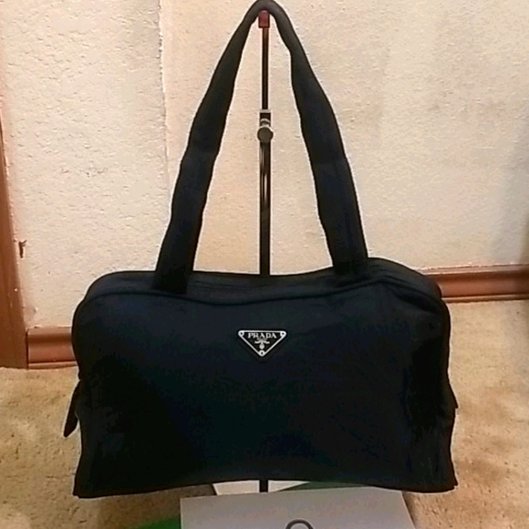 Prada Handbags - Prada Black Vela Shoulder Bag